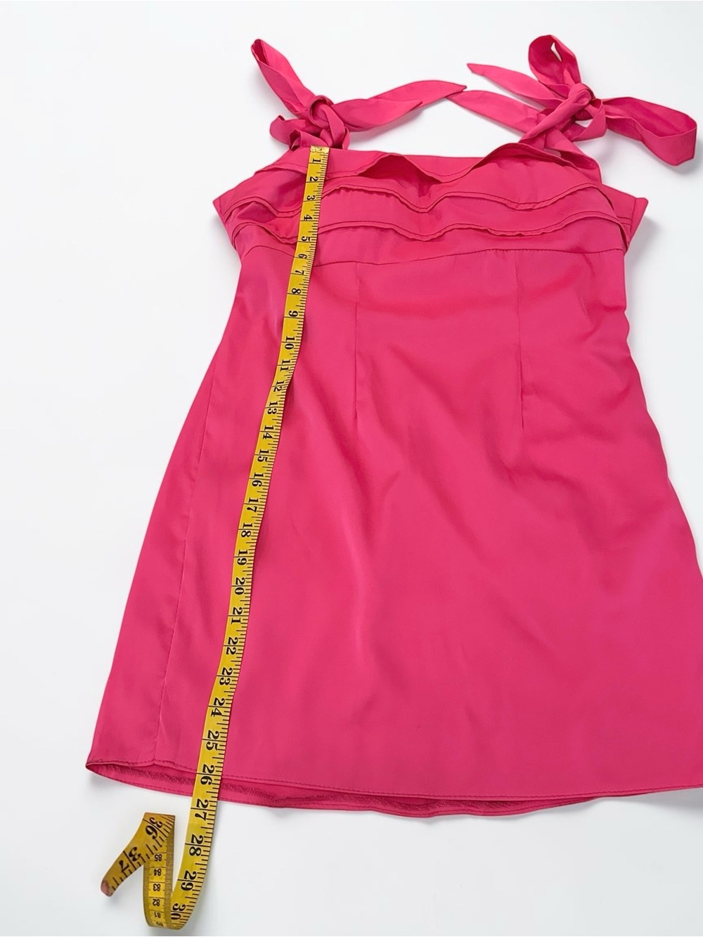 Fashion Nova Hot Pink Satin Tie Strap Mini Dress Open Back Size 6 - Picture 14 of 16